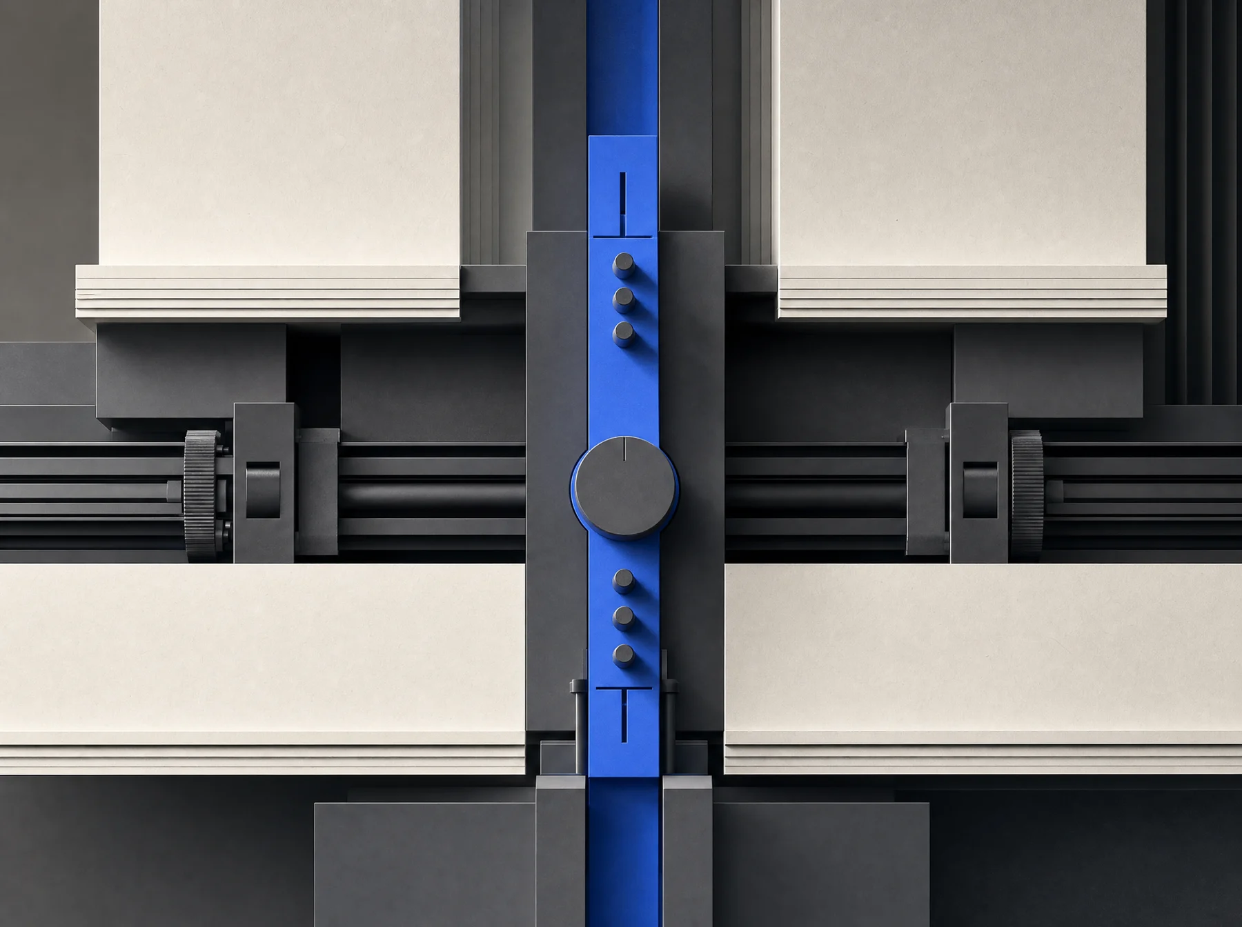 Multiple operating modules aligned around one cobalt control spine.